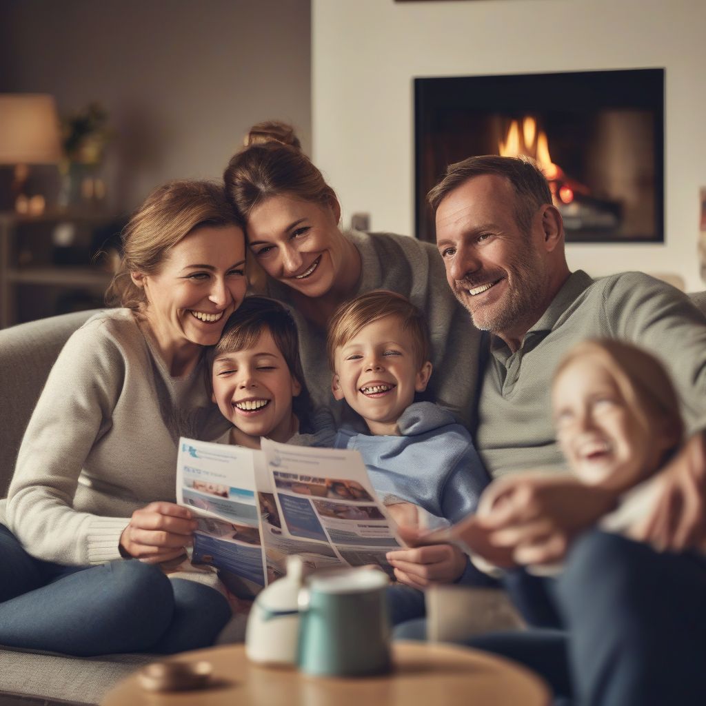 Family enjoying warmth of their home