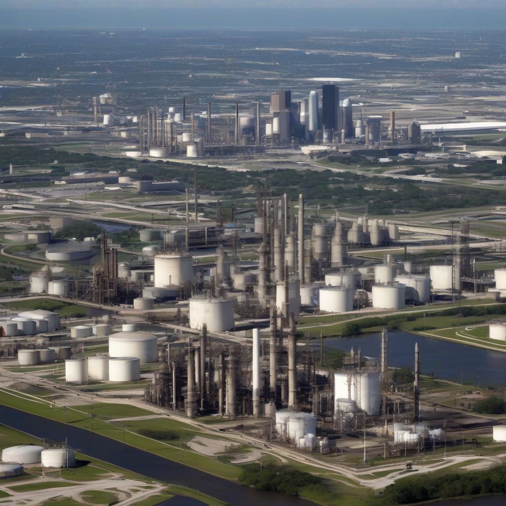 Houston Skyline with Oil Refineries